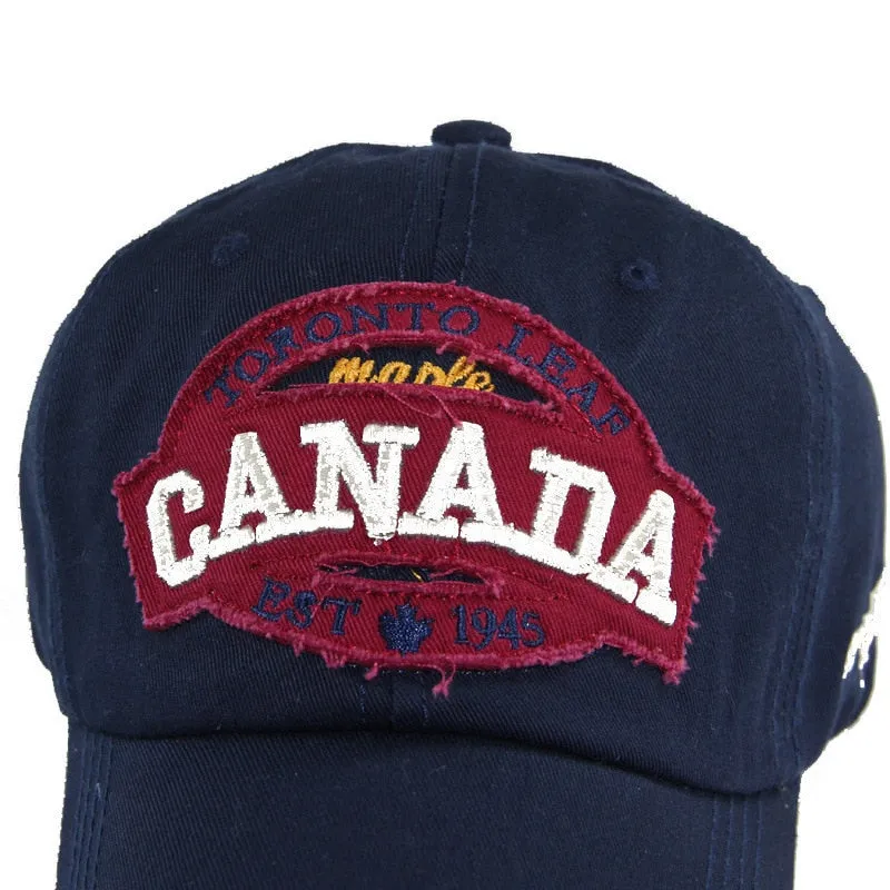 Unisex Canada Letters Cotton Embroidered Patch Snapback Cap