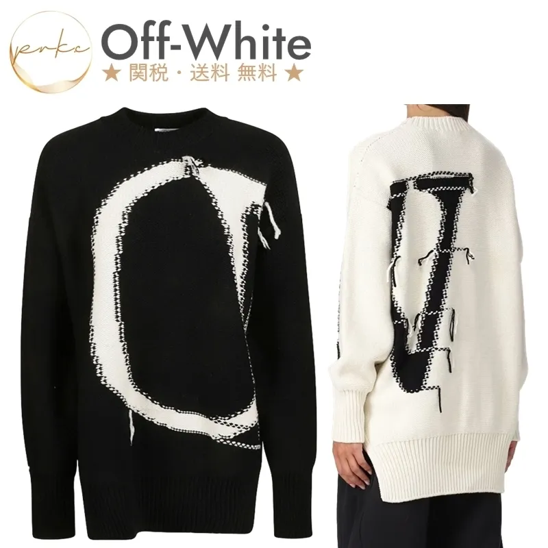 Off-White Crew Neck Wool Long Sleeves Casual Street Style Unisex