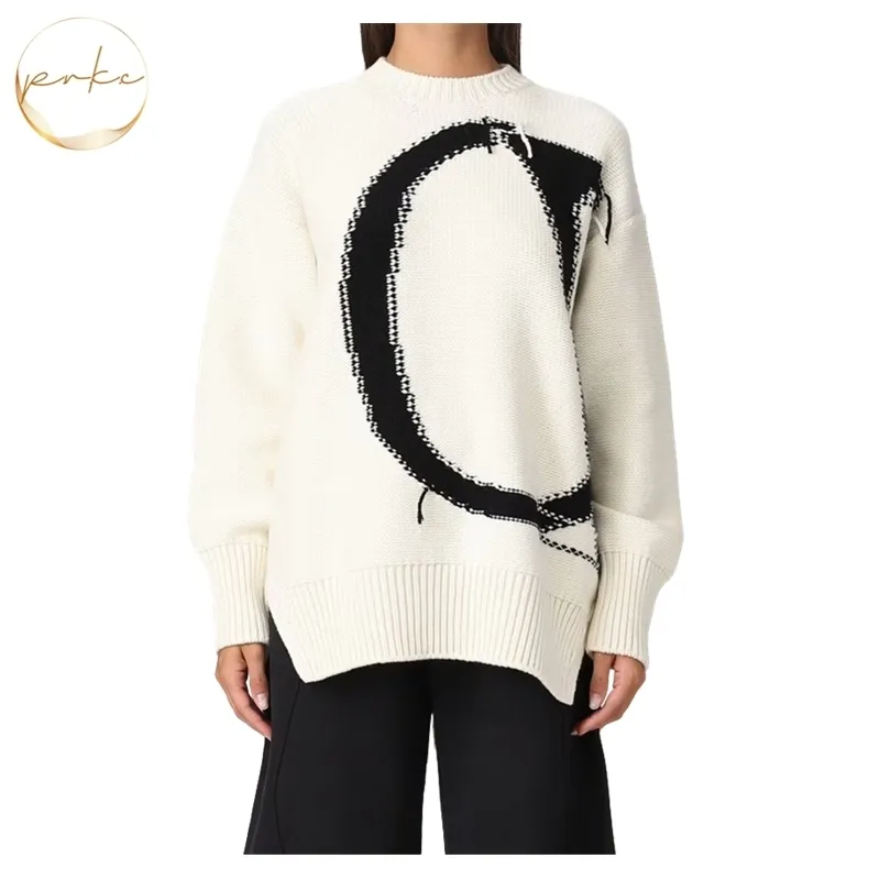 Off-White Crew Neck Wool Long Sleeves Casual Street Style Unisex