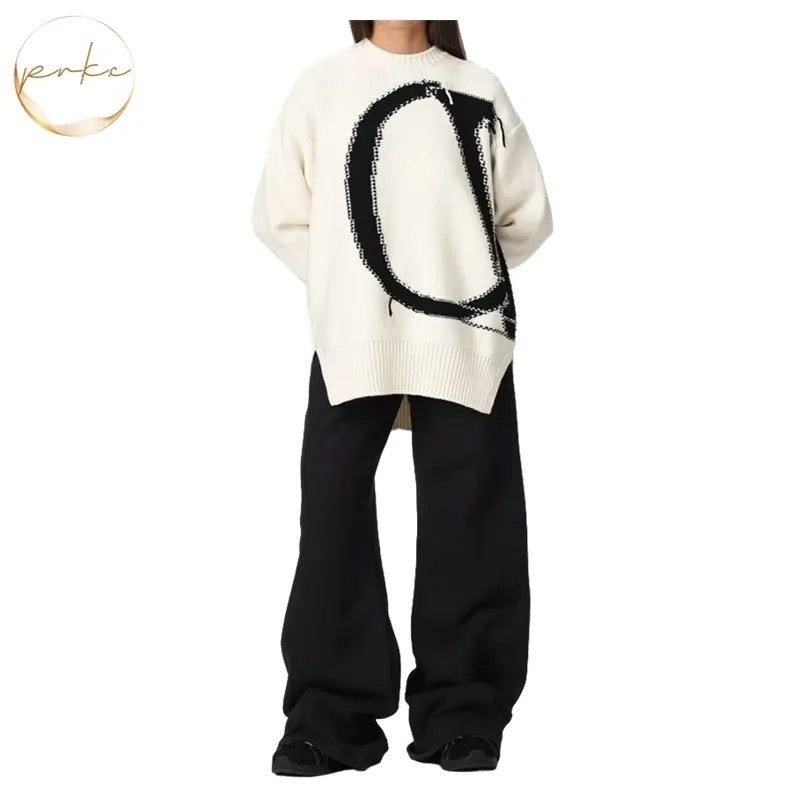 Off-White Crew Neck Wool Long Sleeves Casual Street Style Unisex