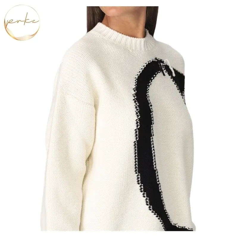 Off-White Crew Neck Wool Long Sleeves Casual Street Style Unisex