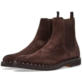 Valentino Dark Brown Suede Stud Sole Chelsea Boot