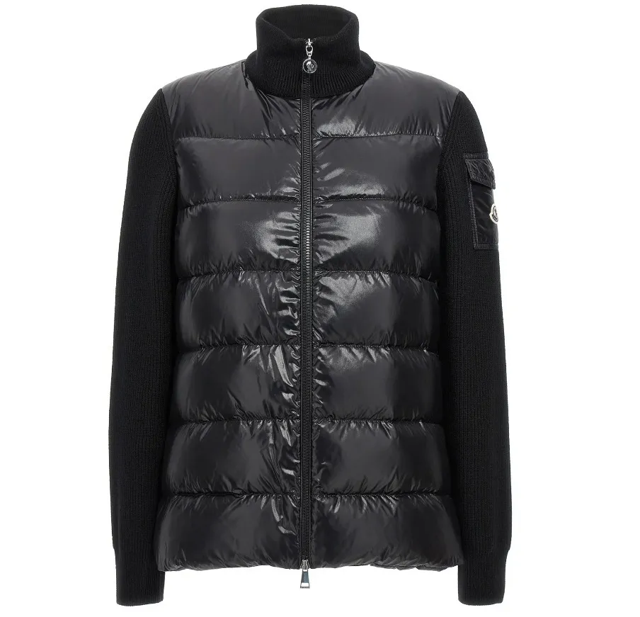 Unisex Plain Logo Wool Nylon Cardigans by MONCLER