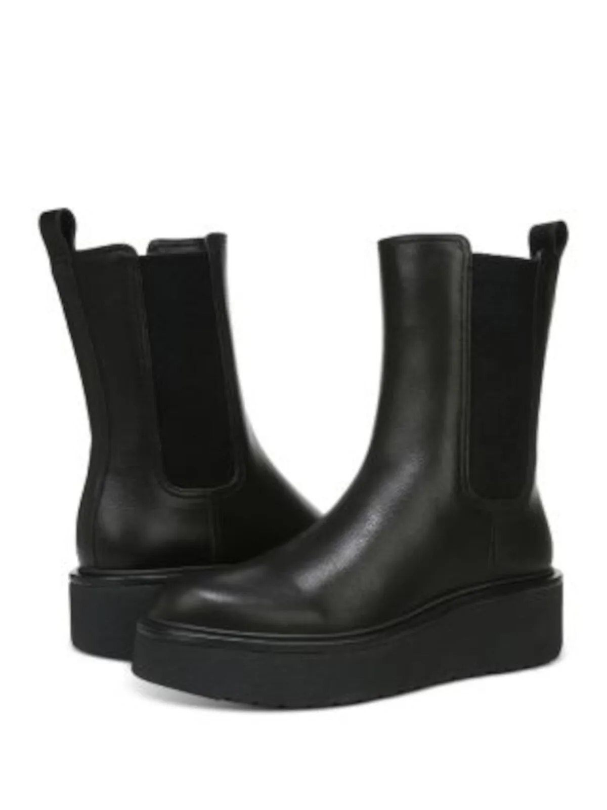 Women's Black Leather Wedge Chelsea Boots by VINCE.