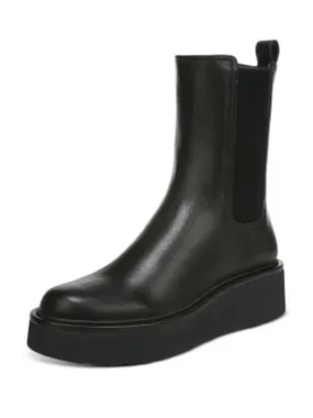 Women's Black Leather Wedge Chelsea Boots by VINCE.