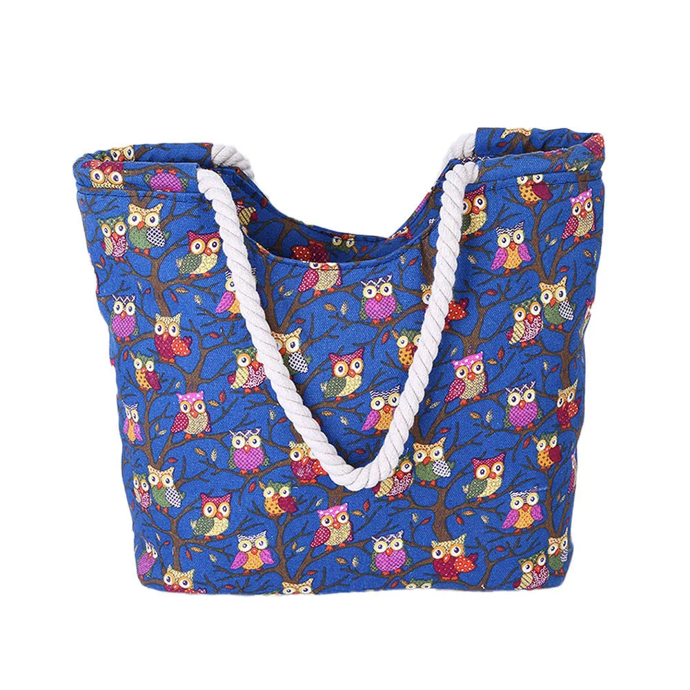 Vintage Owl Printed Women's Canvas Messenger Bag