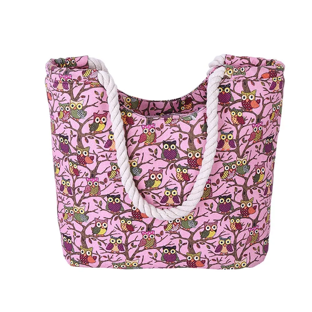 Vintage Owl Printed Women's Canvas Messenger Bag