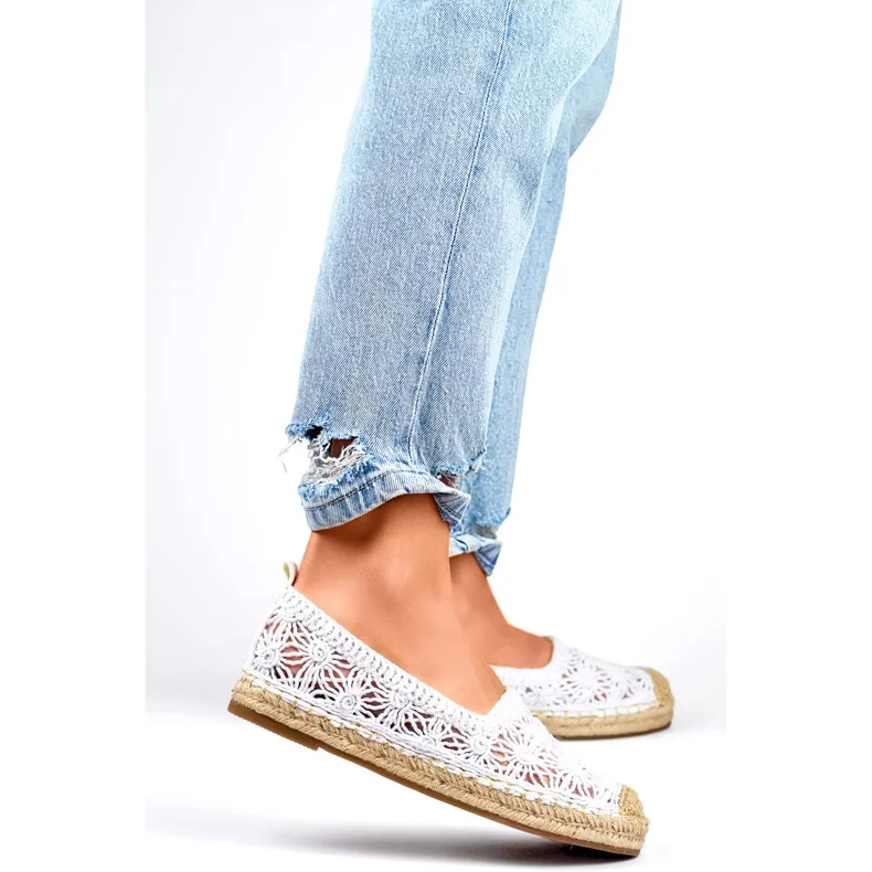 White Lace Espadrilles for Women