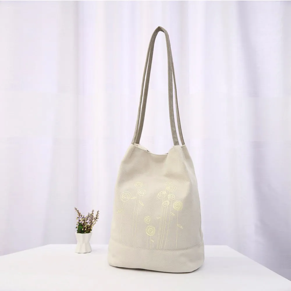 Floral Canvas Messenger Shoulder Bag for Women