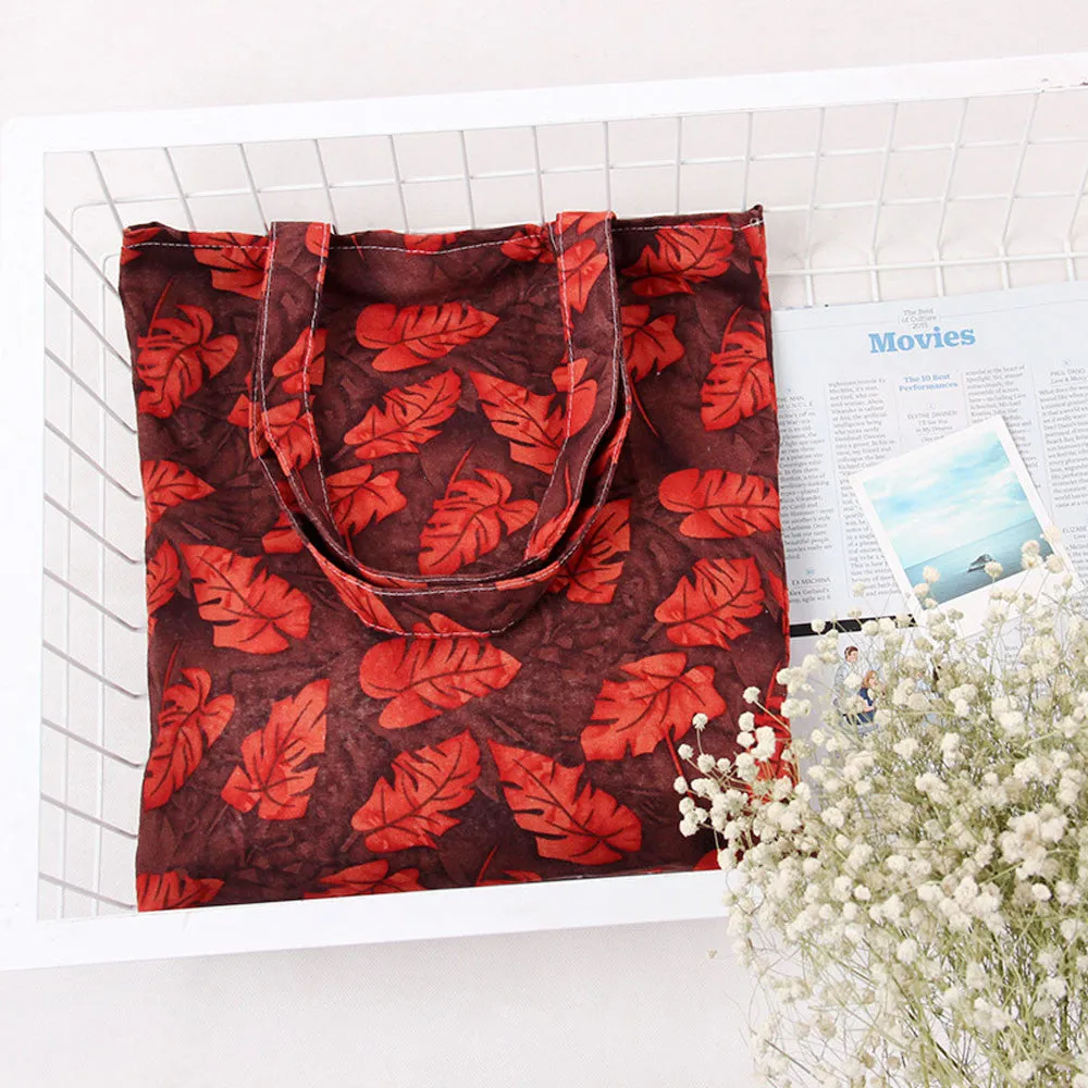 Women's Designer Shoulder Bag with Leaf Print