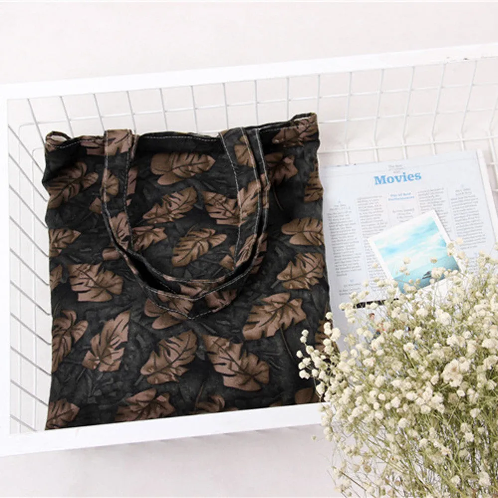 Women's Designer Shoulder Bag with Leaf Print