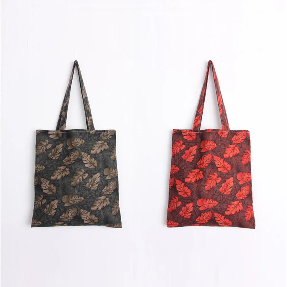 Women's Designer Shoulder Bag with Leaf Print