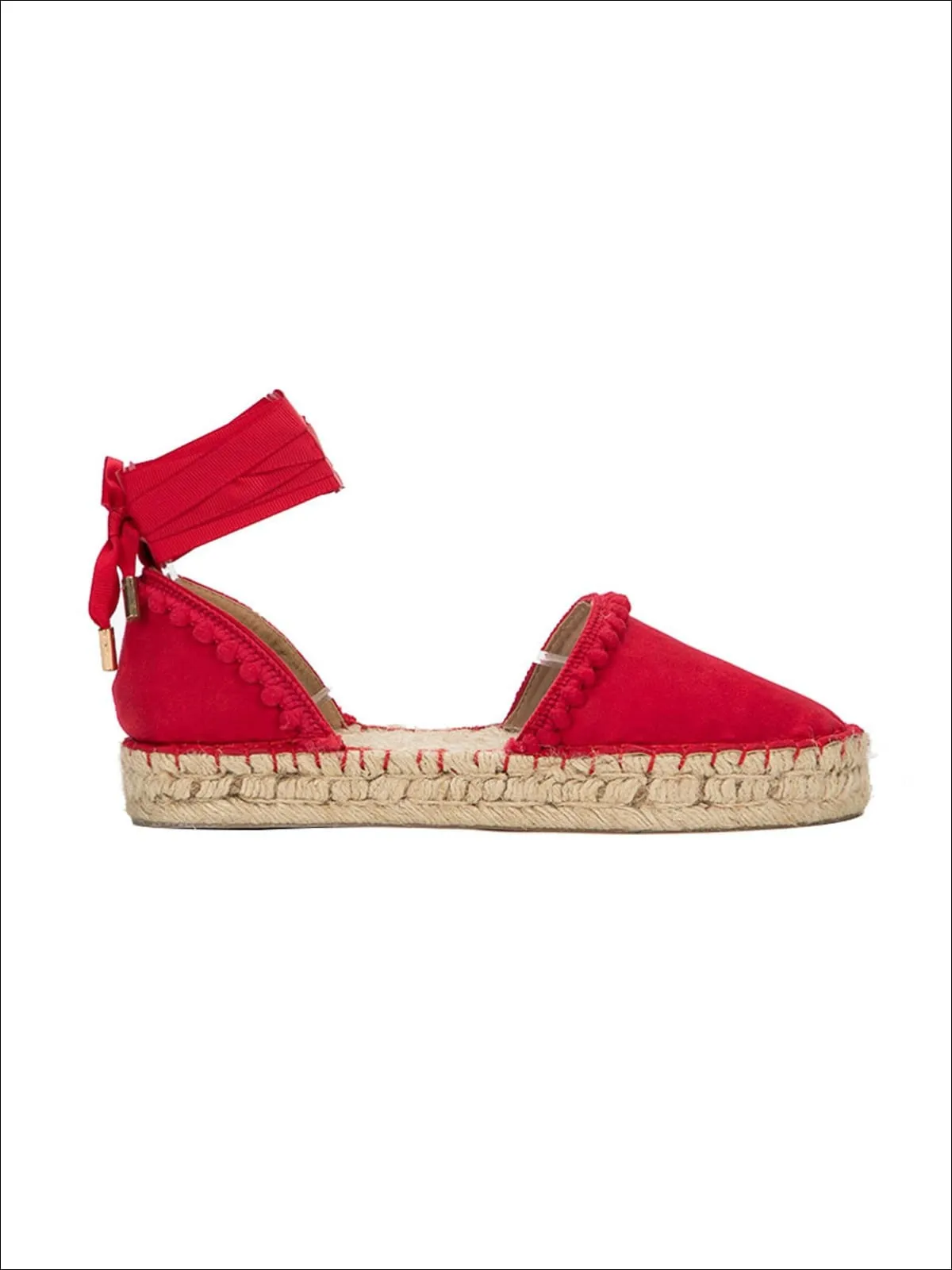 Liv and Mia Cross-Strap Espadrilles with Pompom Applique Women's Fashion