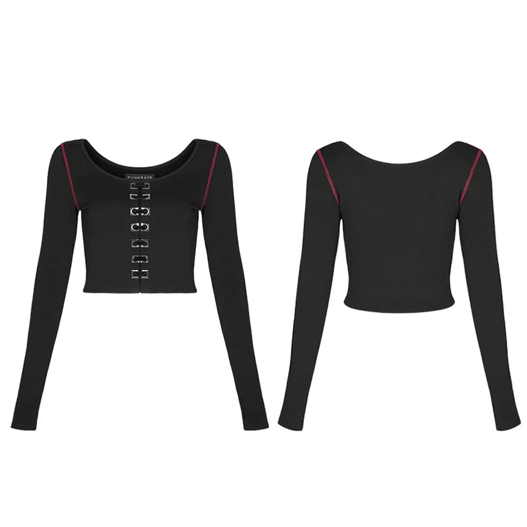 Womens Long Sleeve Punk Crop Tops