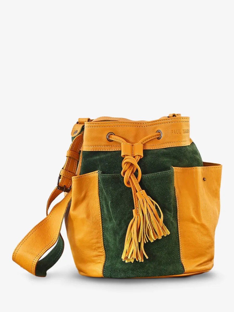 Yellow Green Shoulder Bags for Women Fleur Saffron Khaki by PAUL MARIUS