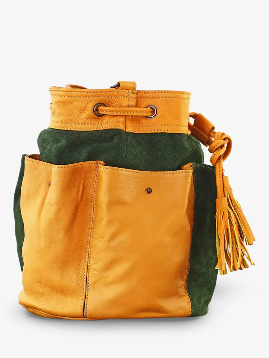 Yellow Green Shoulder Bags for Women Fleur Saffron Khaki by PAUL MARIUS