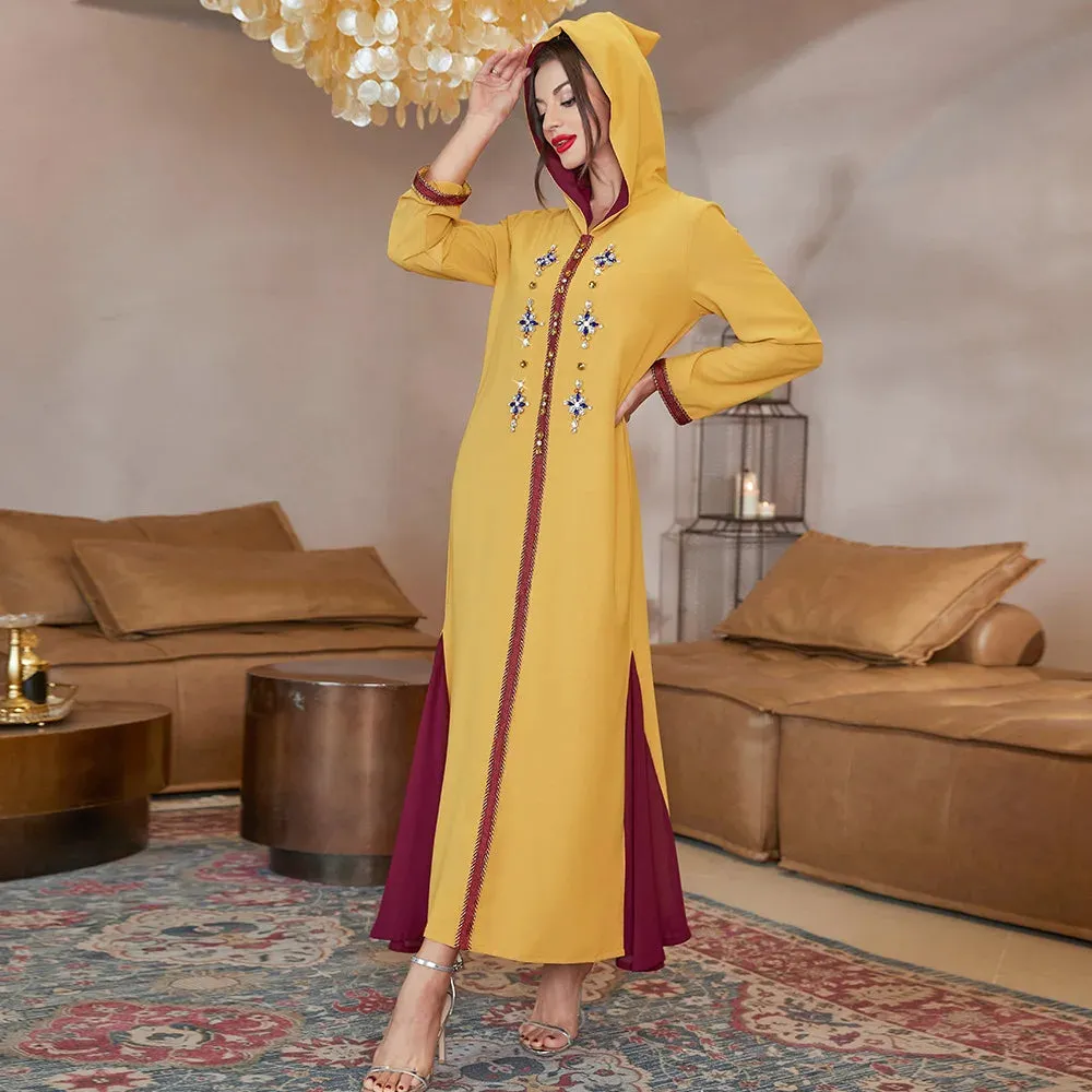 V-neck Women's Djellaba in Yellow