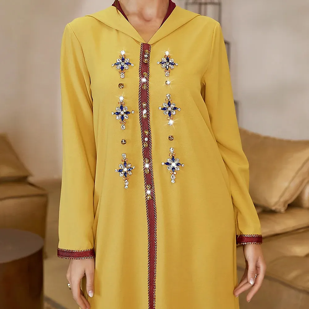 V-neck Women's Djellaba in Yellow