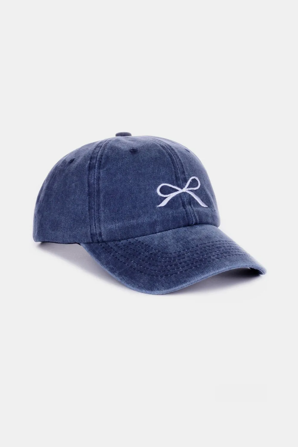 Zenana Washed Cotton Caps with Bow Embroidery